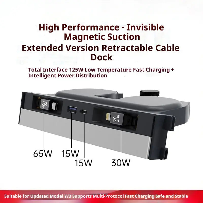 Slide-out Expansion Dock for Model 3/Y USB Charging for 2024-2026