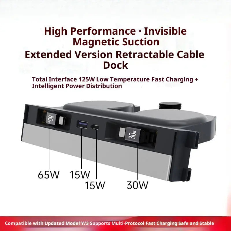 Slide-out Expansion Dock for Model 3/Y USB Charging for 2024-2026