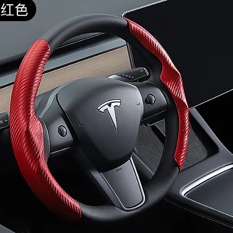Tesla Model 3/Y Steering Wheel Cover with Carbon Fiber